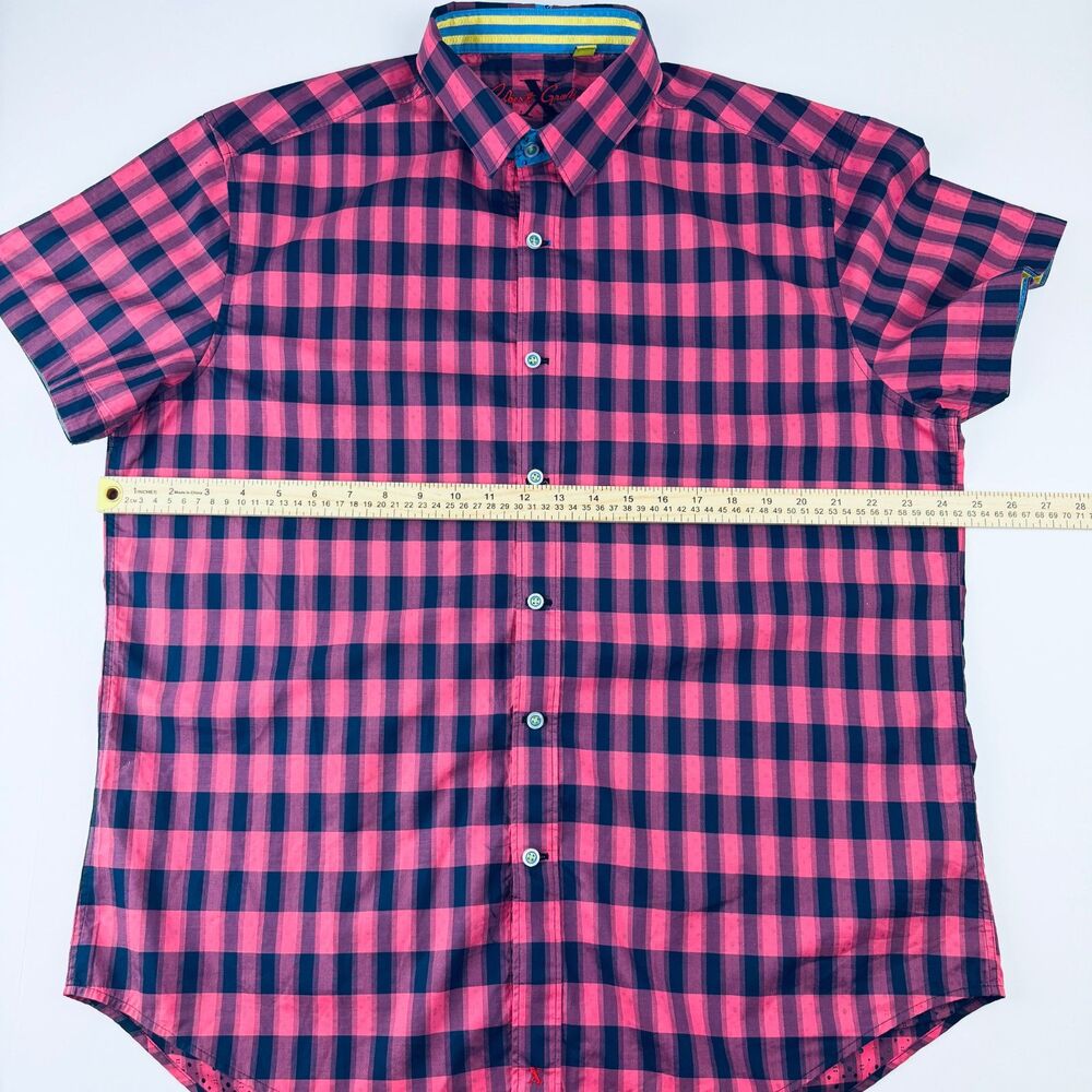 Robert Graham Shirt 2XL Pink Plaid Short Sleeve Button Up - Picture 11 of 13